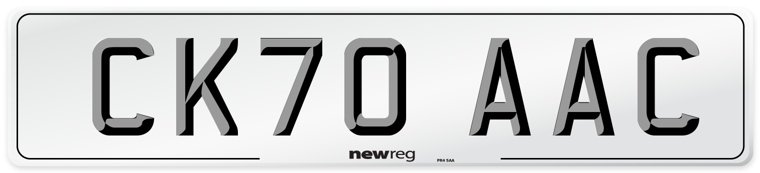 CK70 AAC Number Plate from New Reg